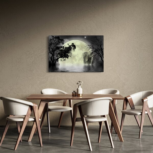 Slika - Polna luna nad površjem, črno-bela različica (90x60 cm)