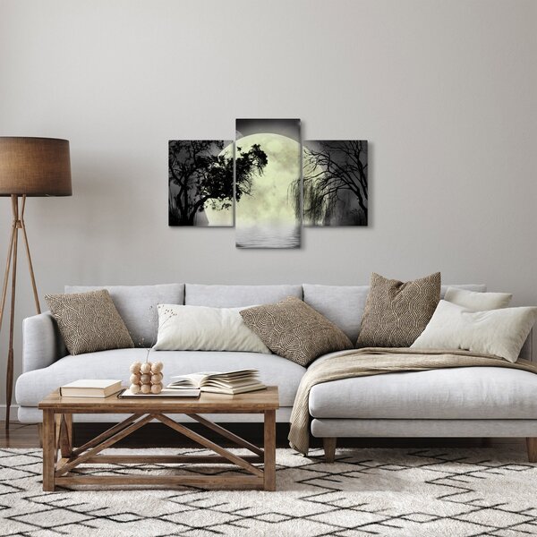 Slika - Polna luna nad površjem, črno-bela različica (90x60 cm)