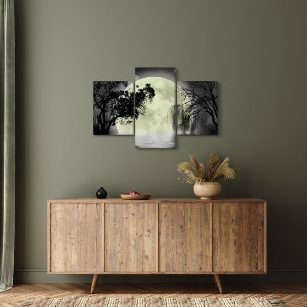Slika - Polna luna nad površjem, črno-bela različica (90x60 cm)