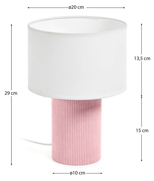 Bijela/svijetlo ružičasta dječja stolna lampa Bianella – Kave Home