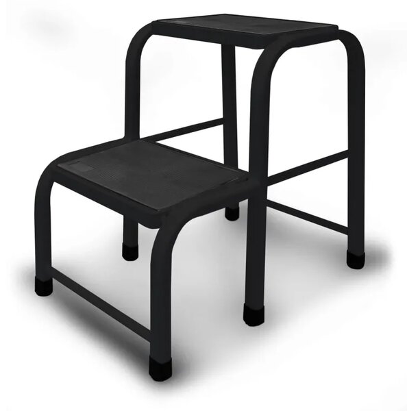 Čelična stepenica s 2 stepenice nosivosti 150 kg - crna
