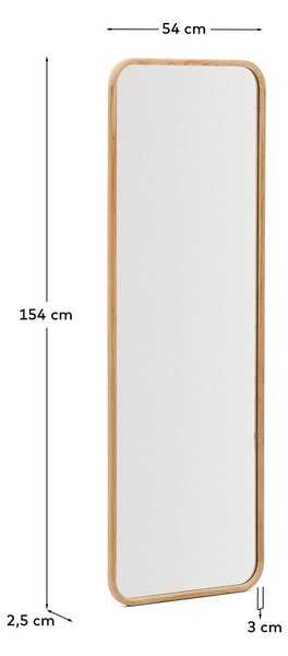 Zidno ogledalo s okvirom od masivnog drveta 54x154 cm Milsa – Kave Home