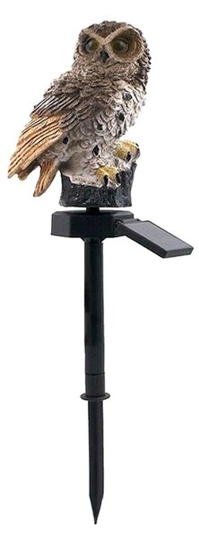 Solarna LED vrtna svjetiljka smeđa sova 43 cm 2W