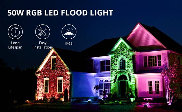 2x vanjski LED reflektor RGB s udaljenim 50W IP65