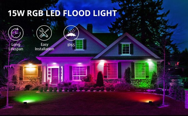 2x vanjski LED reflektor RGB s udaljenim 15W IP65