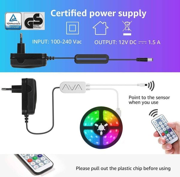 5m set LED Strip RGB samo -Adhesive 150 LED SMD 5050 Glazba