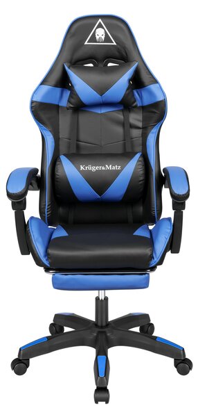 Podesiva tapecirana računalna stolica za igranje s nogama GX-150 crno-plava
