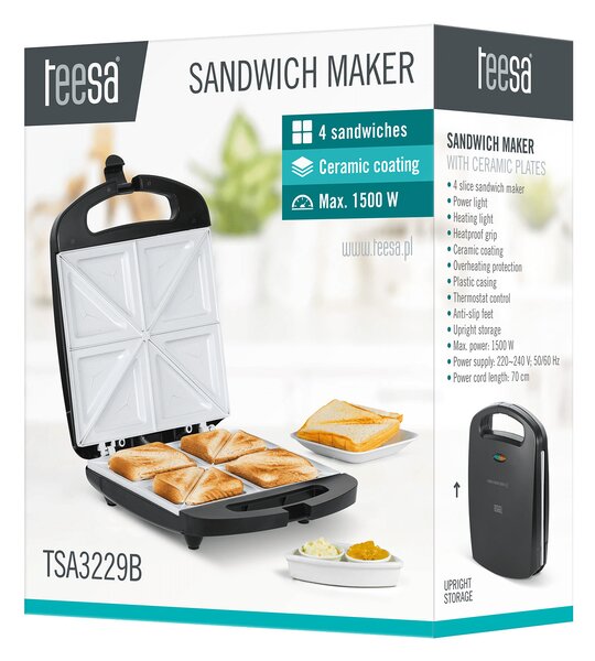 Cigla od tostera od 1500 W za 4 sendviča s keramičkim umetcima