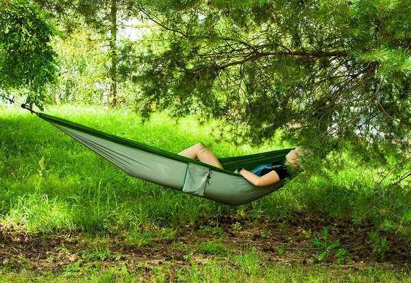 Garden Hammock za dvije 260x131cm do 150 kg najlonsko zeleno sivo