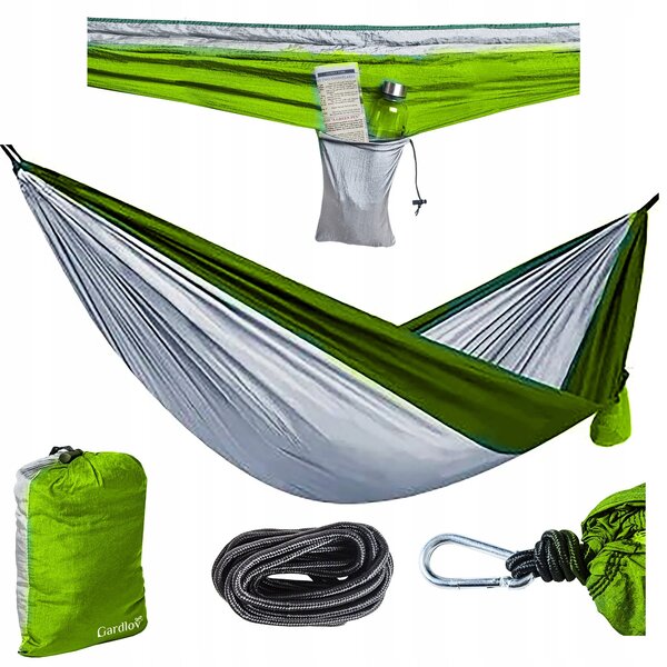Garden Hammock za dvije 260x131cm do 150 kg najlonsko zeleno sivo
