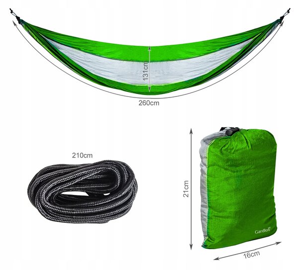 Garden Hammock za dvije 260x131cm do 150 kg najlonsko zeleno sivo