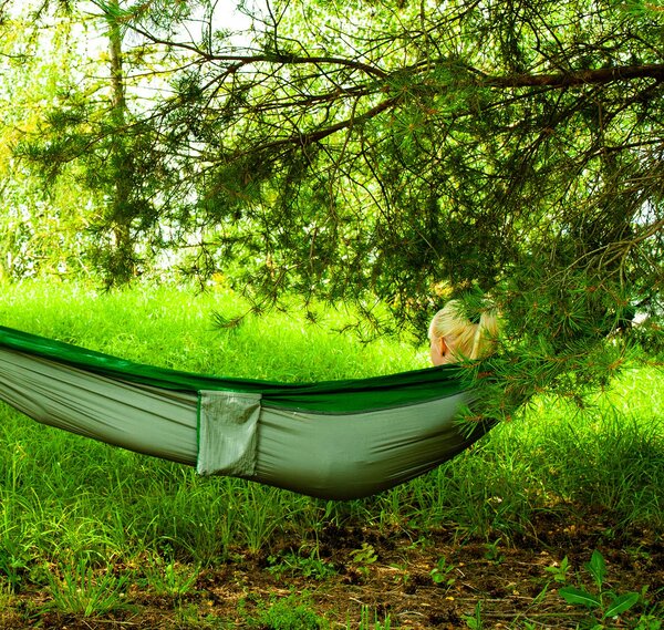 Garden Hammock za dvije 260x131cm do 150 kg najlonsko zeleno sivo