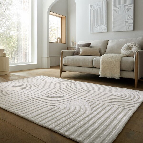 Ručno rađen vunen tepih boje slonovače 120x170 cm Zen Garden – Flair Rugs