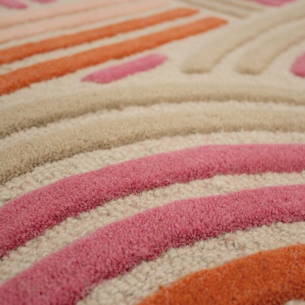 Ružičasti ručno rađen vunen tepih 140x200 cm Spiral Shaped – Flair Rugs