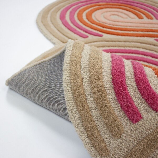 Ružičasti ručno rađen vunen tepih 140x200 cm Spiral Shaped – Flair Rugs