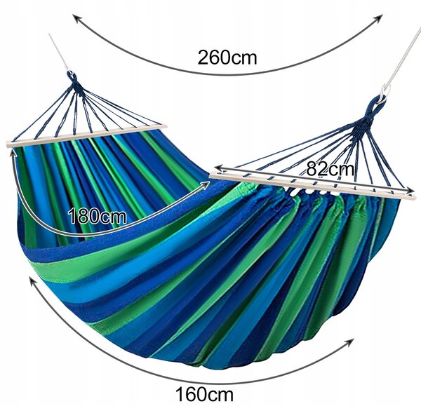 Garden Hammock za dvije osobe 180x160cm do 150 kg duge plave