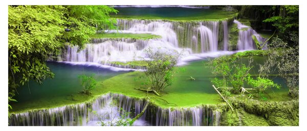 Slika - Slapovi Huay Mae Khamin, Kanchanaburi, Tajska (120x50 cm)