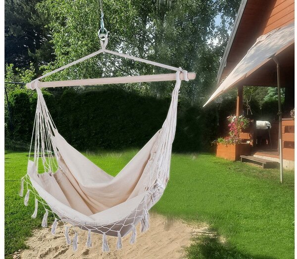 Brazilska viseća stolica mreža 130x90cm do 120kg bež