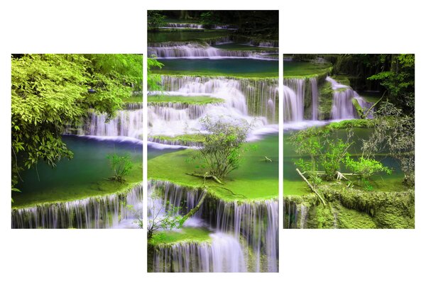 Slika - Slapovi Huay Mae Khamin, Kanchanaburi, Tajska (90x60 cm)