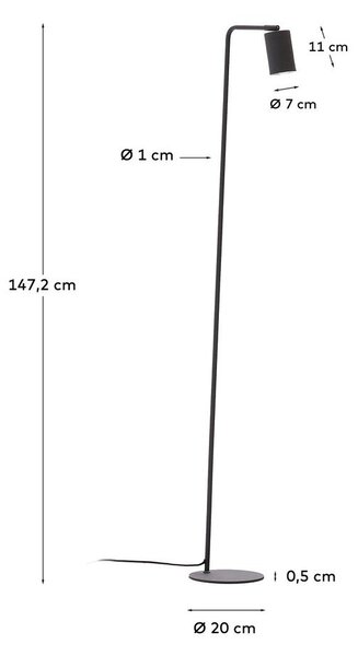 Crna stojeća svjetiljka (visina 147 cm) Manie – Kave Home
