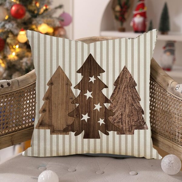 Božićna jastučnica WOODEN TREES 45x45 cm, bež