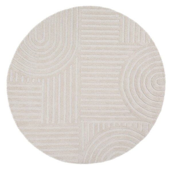 Ručno rađen vunen okrugao tepih boje slonovače ø 160 cm Zen Garden – Flair Rugs