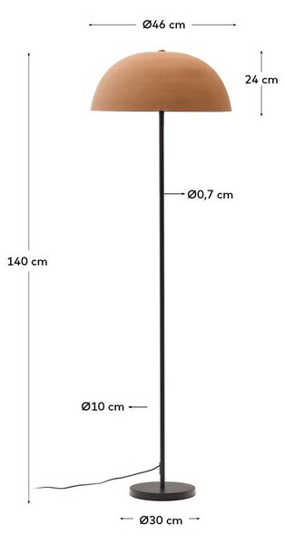Stojeća svjetiljka boja terakote s metalnim sjenilom (visina 140 cm) Nibla – Kave Home