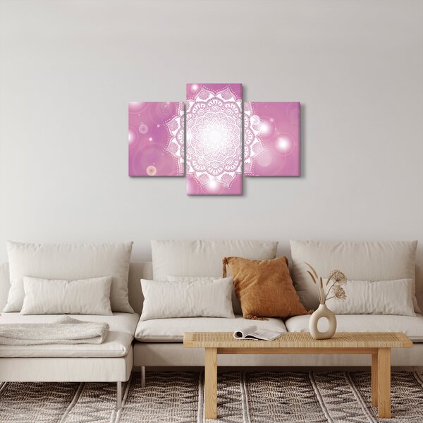Slika mandale v roza ozadju (90x60 cm)