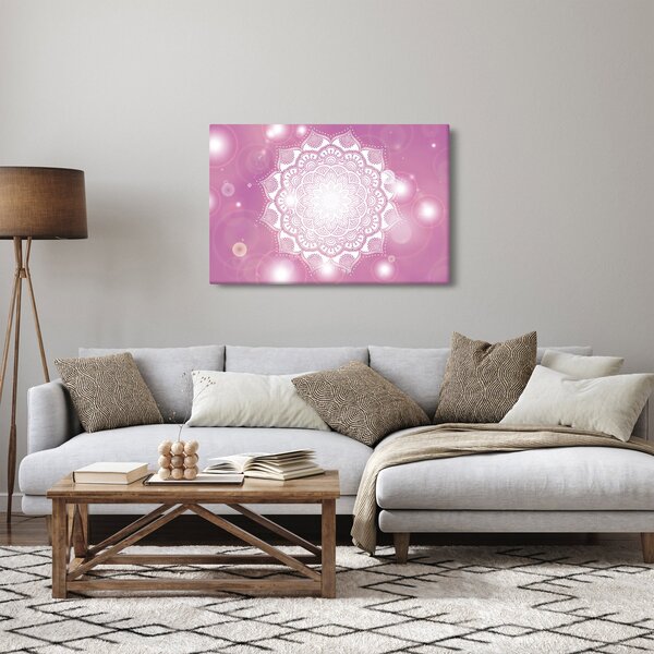 Slika mandale v roza ozadju (90x60 cm)