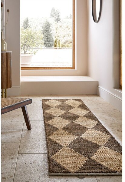 Smeđa/u prirodnoj boji ručno rađena staza od mješavine jute 80x230 cm Effie Diamond – Flair Rugs