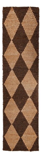 Smeđa/u prirodnoj boji ručno rađena staza od mješavine jute 80x230 cm Effie Diamond – Flair Rugs