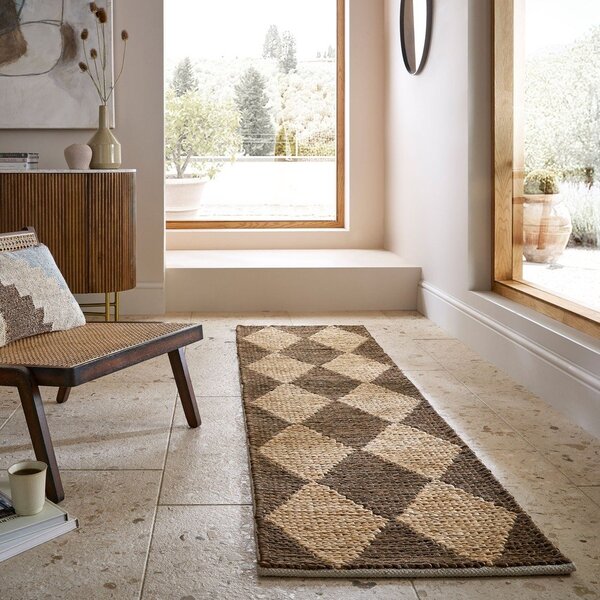 Smeđa/u prirodnoj boji ručno rađena staza od mješavine jute 80x230 cm Effie Diamond – Flair Rugs