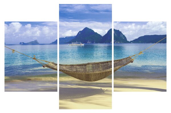 Slika viseče mreže na plaži 2 (90x60 cm)