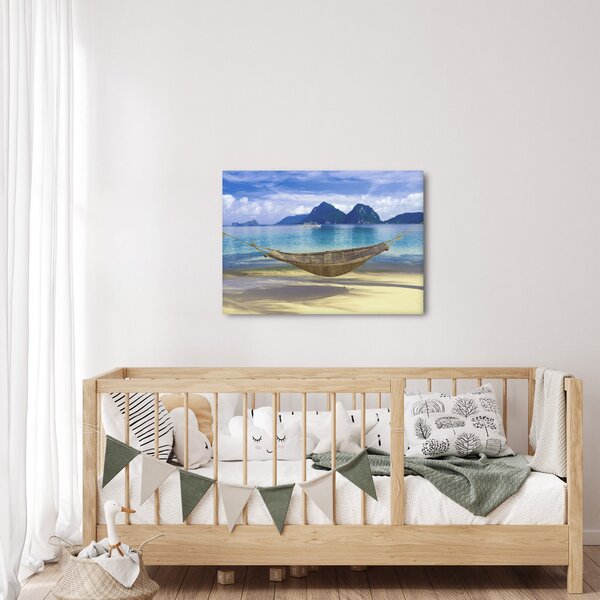 Slika viseče mreže na plaži 2 (70x50 cm)