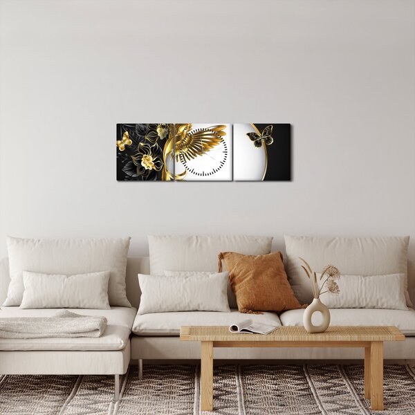 Slika - Žoga z zlatimi motivi (sa satom) (90x30 cm)