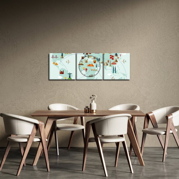 Slika - Zemljevid s piktogrami spomenikov (sa satom) (90x30 cm)