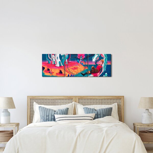 Slika - Princ in zmajeva princesa (sa satom) (90x30 cm)
