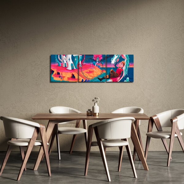 Slika - Princ in zmajeva princesa (sa satom) (90x30 cm)