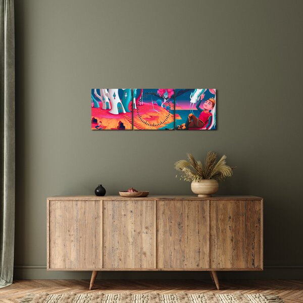 Slika - Princ in zmajeva princesa (sa satom) (90x30 cm)
