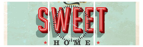 Slika - Home sweet home (sa satom) (90x30 cm)