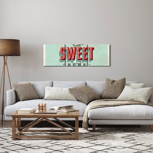 Slika - Home sweet home (sa satom) (90x30 cm)