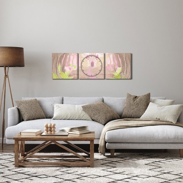 Slika - Potovanje v rožnato kraljestvo (sa satom) (90x30 cm)