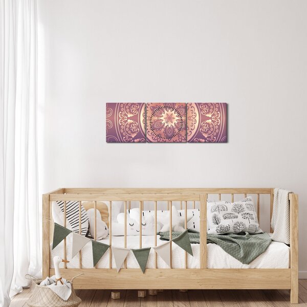 Slika - Mandala na vijoličnem prelivu (sa satom) (90x30 cm)