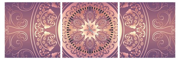 Slika - Mandala na vijoličnem prelivu (sa satom) (90x30 cm)