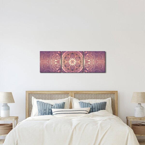 Slika - Mandala na vijoličnem prelivu (sa satom) (90x30 cm)