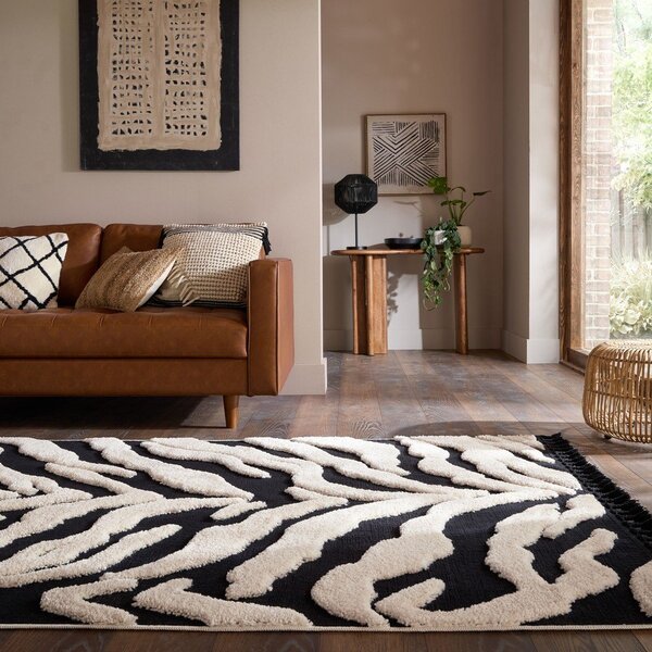 Crno-bijeli tepih 133x190 cm Esra Zebra – Flair Rugs