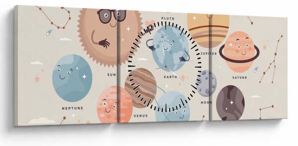 Slika - Planeti z imeni (sa satom) (90x30 cm)