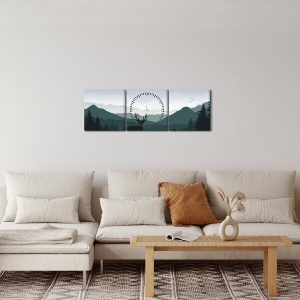 Slika - Jelen z volkom v skalah (sa satom) (90x30 cm)