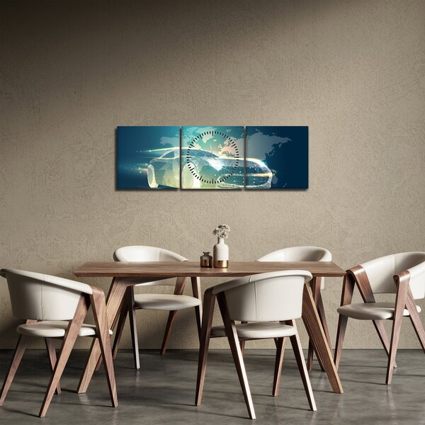 Slika avtomobila iz geometrijskih oblik (sa satom) (90x30 cm)