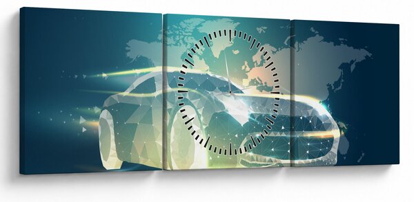 Slika avtomobila iz geometrijskih oblik (sa satom) (90x30 cm)